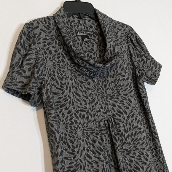 JESSICA HOWARD Black/Gray Short Sleeve Cowl Neck, Short Dress; Size 10P - Picture 2 of 5